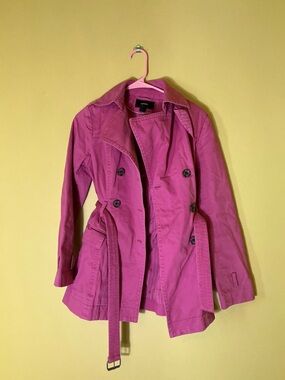 Y2K NYC Vintage Express pink Canvas Trench Coat with belt